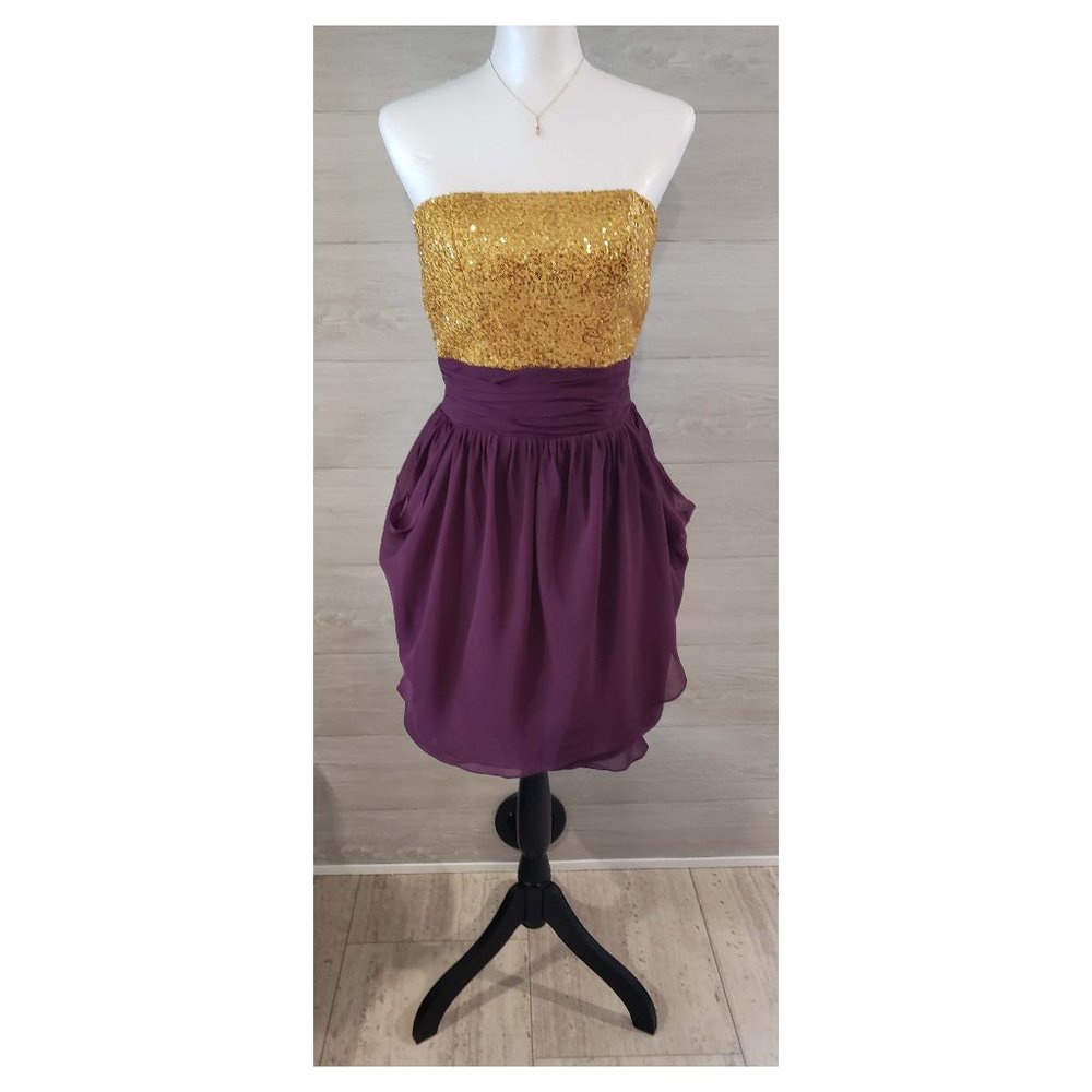 LightinTheBox Gold and Burgundy Strapless Formal (XS)